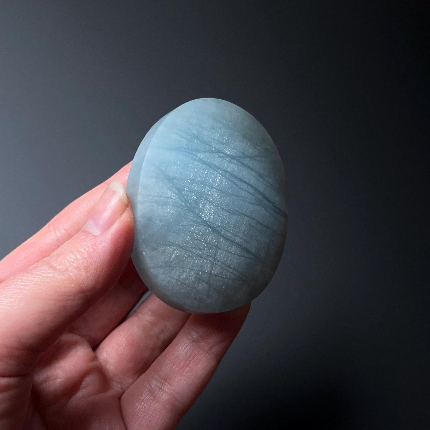 Aquamarine Palm | Blue Aquamarine Crystal Palmstone