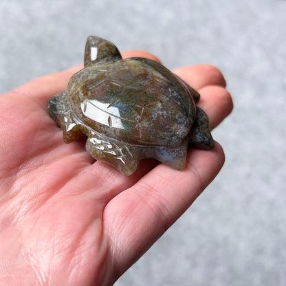 Moss Agate Turtle Carving | Crystal Animal | Crystal Turtle