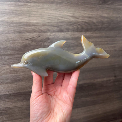 Druzy Agate Dolphin Carving | Agate Geode Dolphin | Crystal Dolphin