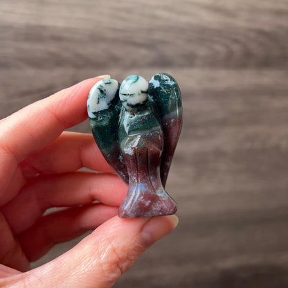 Moss Agate Angel | Tree Agate Crystal Angel Carving