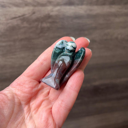 Moss Agate Angel | Tree Agate Crystal Angel Carving