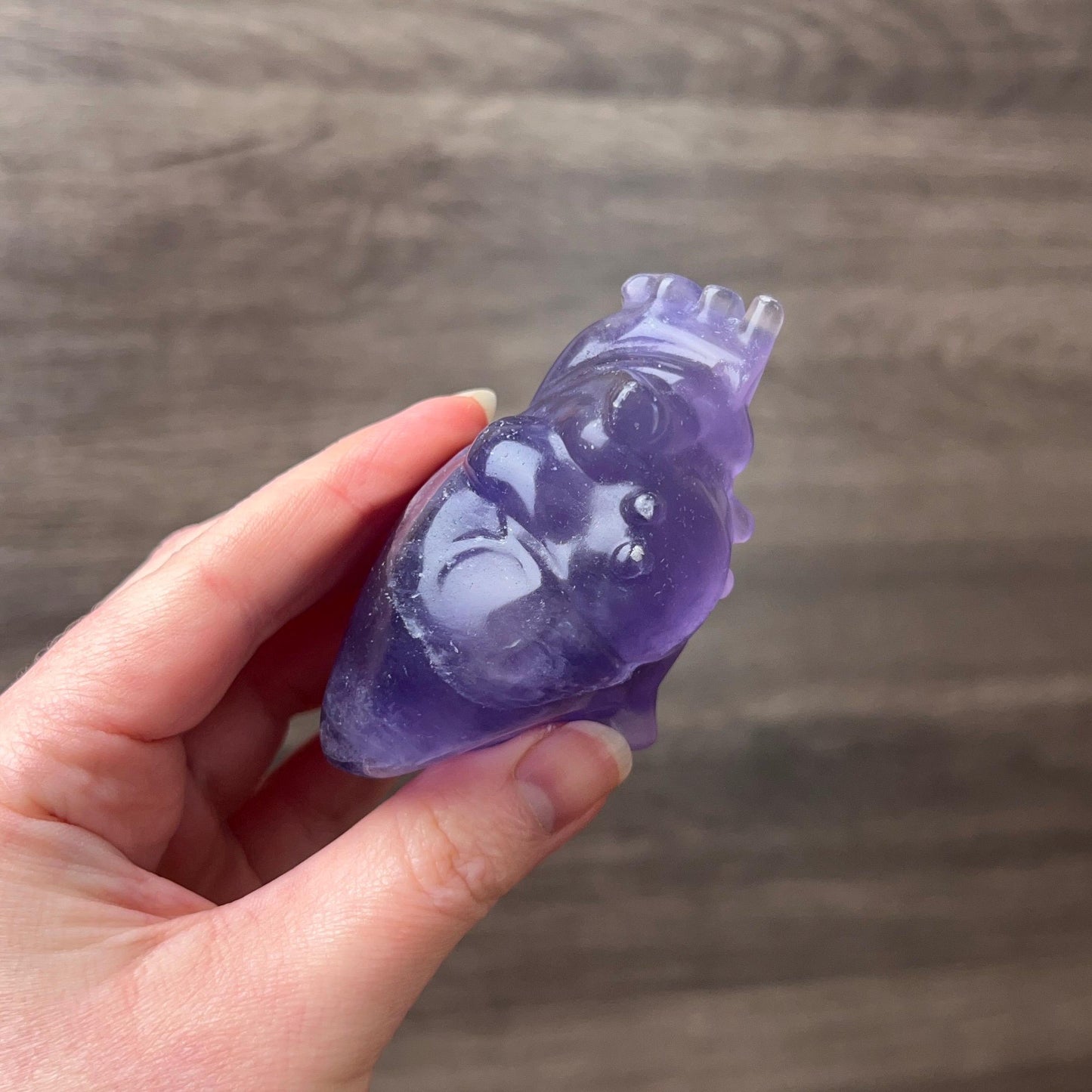 Tanzanite Fluorite Anatomical Heart Carving | Human Crystal Heart