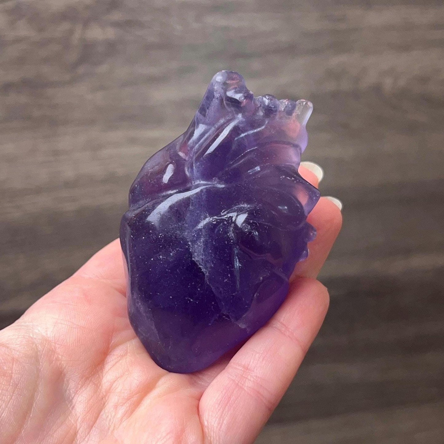 Tanzanite Fluorite Anatomical Heart Carving | Human Crystal Heart