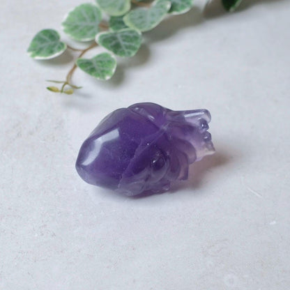 Tanzanite Fluorite Anatomical Heart Carving | Human Crystal Heart