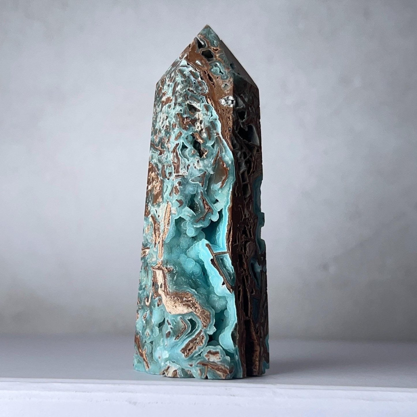 Druzy Hemimorphite Tower | Blue Botryoidal Hemimorphite Point