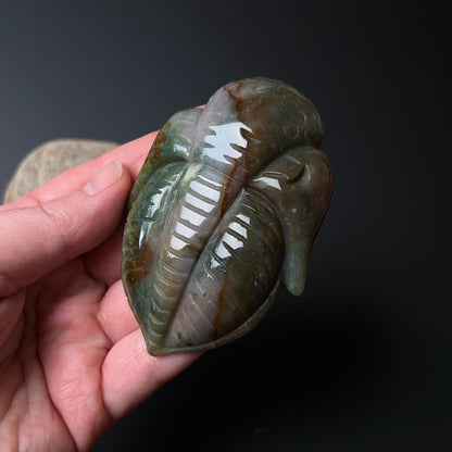 Moss Agate Trilobite Carving | Crystal Animal Carving