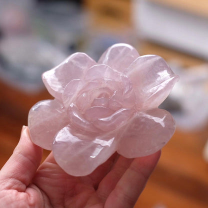 Rose Quartz Flower | Pink Crystal Flower Carving