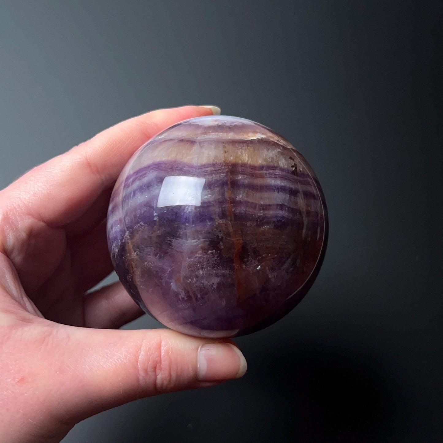 Silky Fluorite Sphere | Banded Fluorite Crystal Sphere