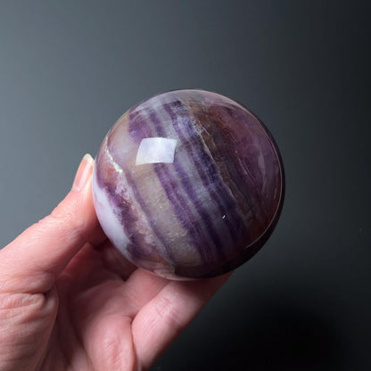 Silky Fluorite Sphere | Banded Fluorite Crystal Sphere