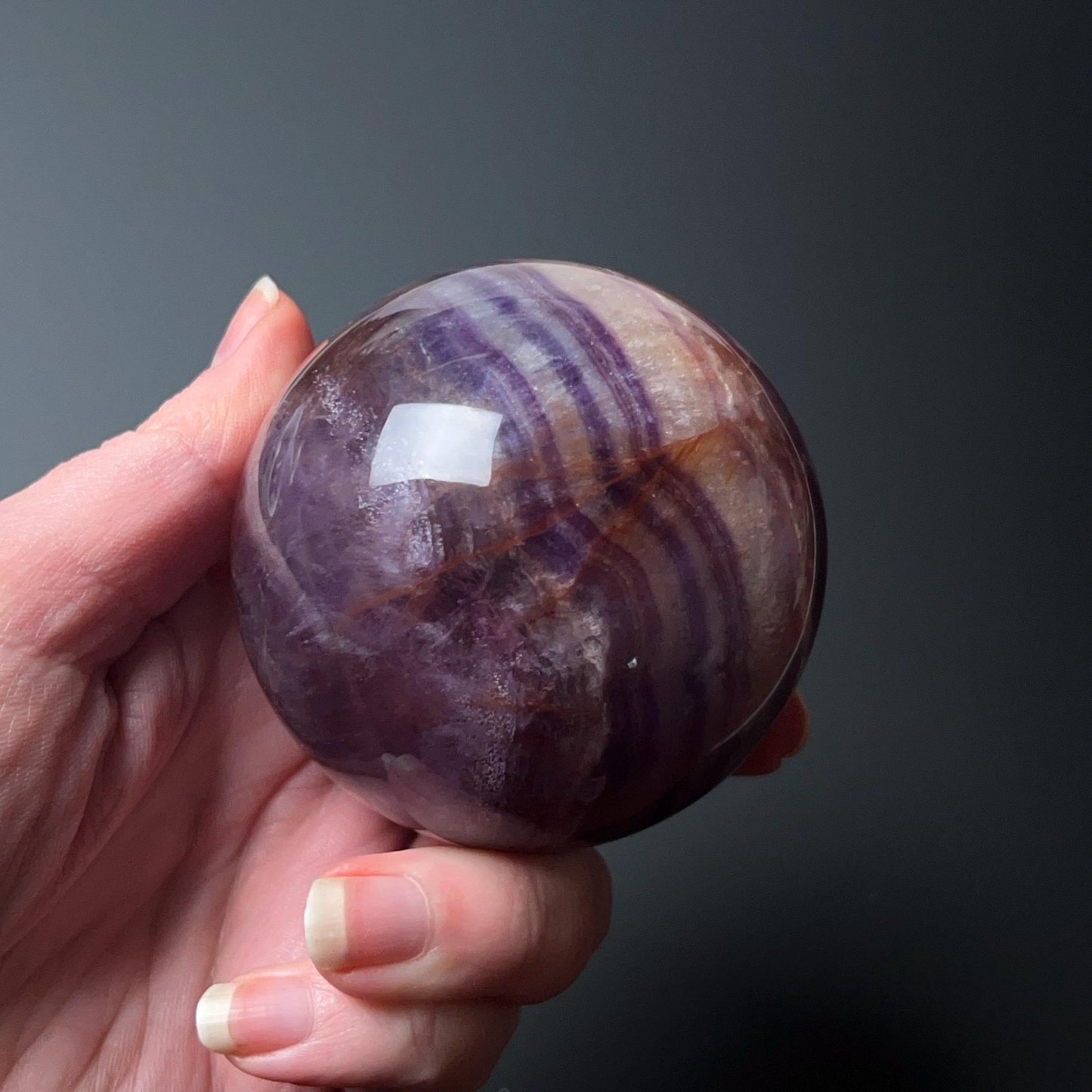 Silky Fluorite Sphere | Banded Fluorite Crystal Sphere