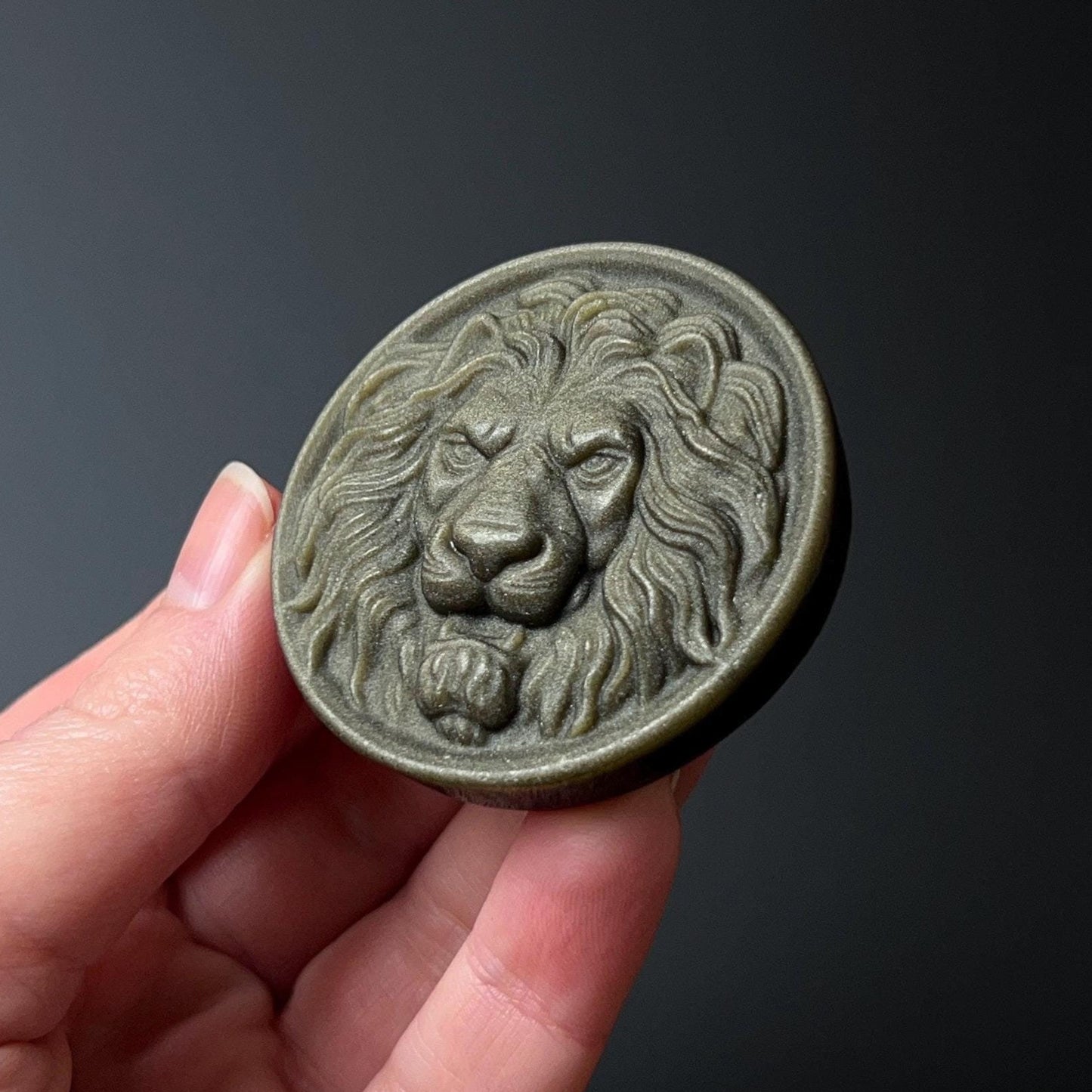 Gold Sheen Obsidian Lion Carving | Obsidian Crystal Lion