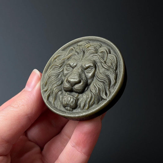 Gold Sheen Obsidian Lion Carving | Obsidian Crystal Lion