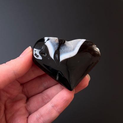 Black Agate Heart | Agate + Quartz Crystal Heart