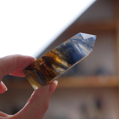 Rare Kyanite Point | Blue Kyanite & Golden Healer Crystal Tower