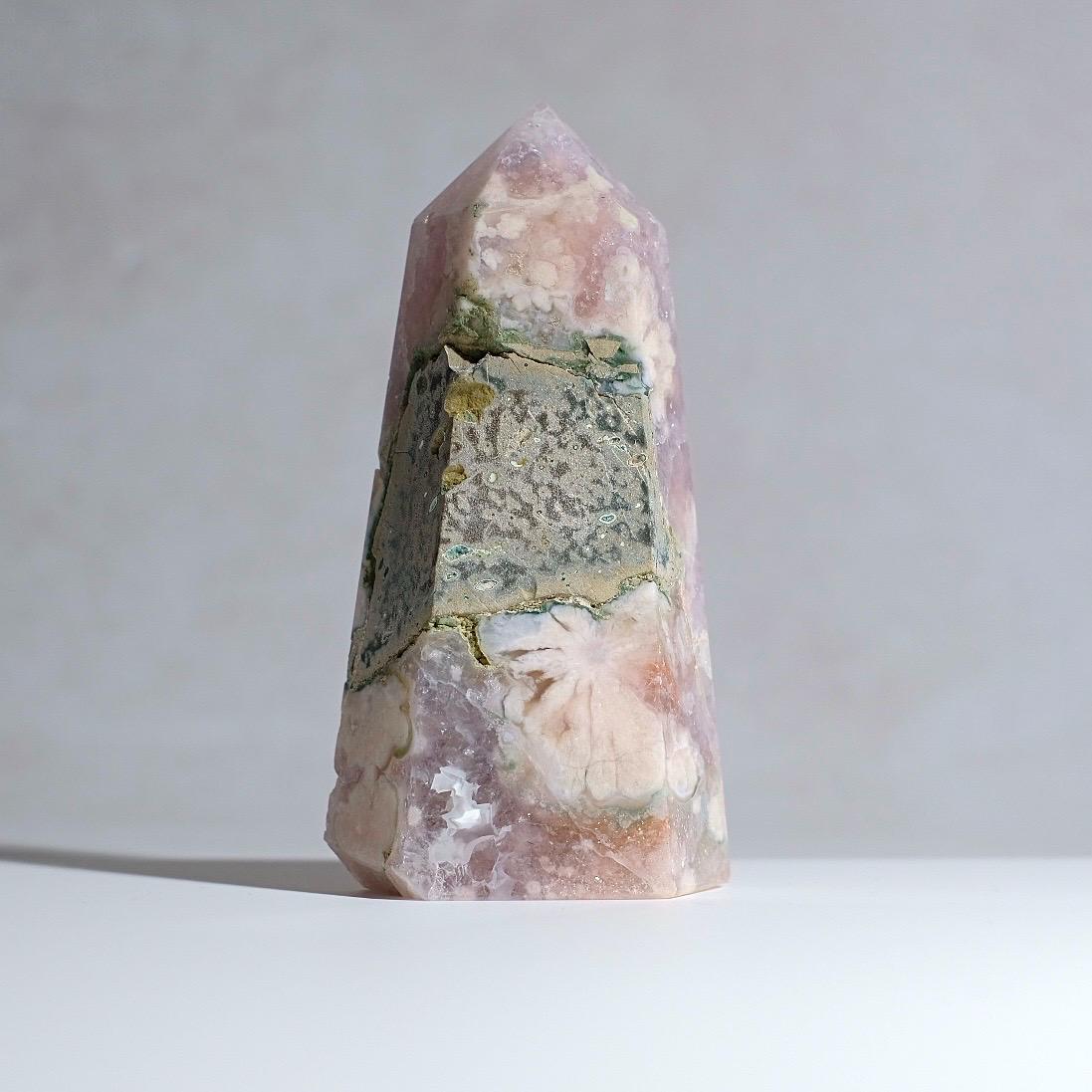 Flower Agate + Amethyst Tower | Amethyst Flower Agate Crystal Point