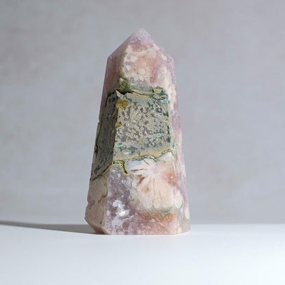 Flower Agate + Amethyst Tower | Amethyst Flower Agate Crystal Point