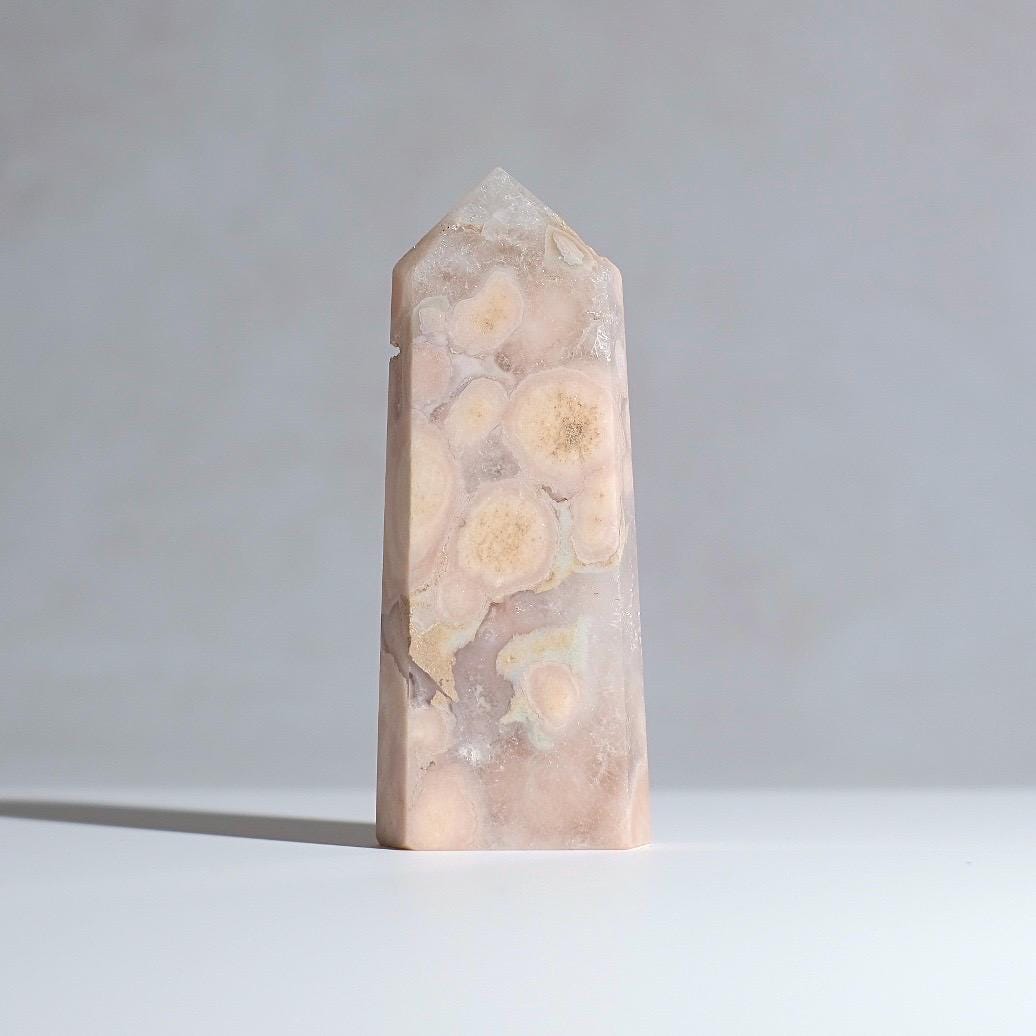 Flower Agate Point | Cherry Blossom Agate Crystal Tower