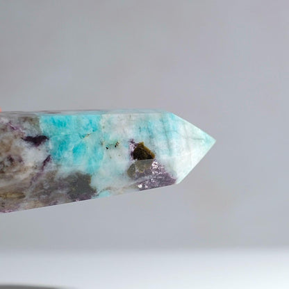 Amazonite + Lepidolite & Smokey Quartz Tower | Crystal Point