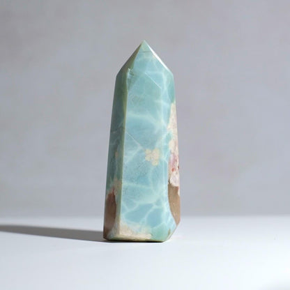 Rare Blue Flower Agate Tower | Green Flower Agate Crystal Point