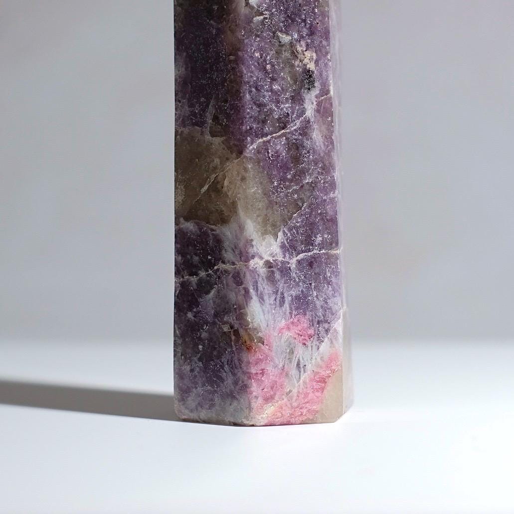 Unicorn Stone Tower w. Apatite | Pink Tourmaline + Lepidolite Crystal Point