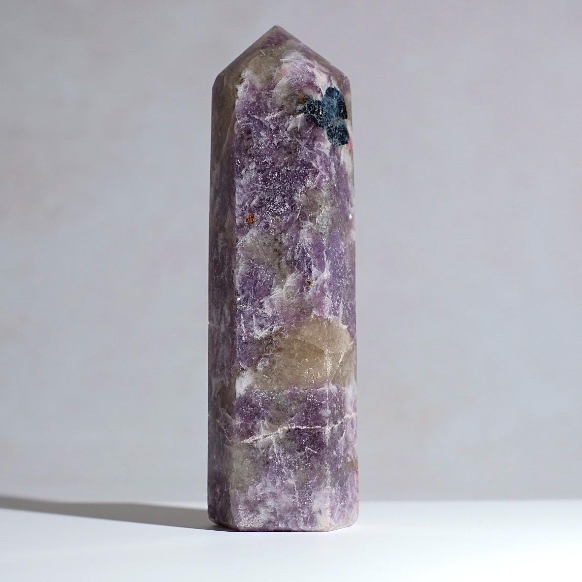 Unicorn Stone Tower w. Apatite | Pink Tourmaline + Lepidolite Crystal Point