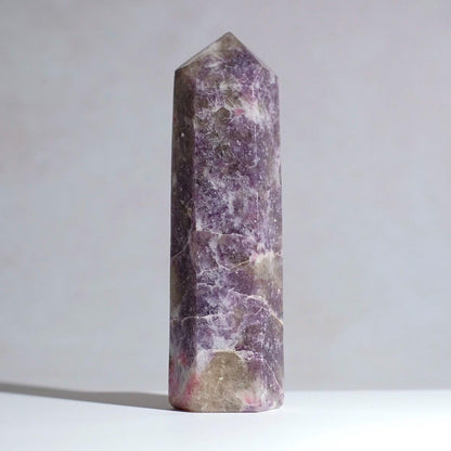 Unicorn Stone Tower w. Apatite | Pink Tourmaline + Lepidolite Crystal Point