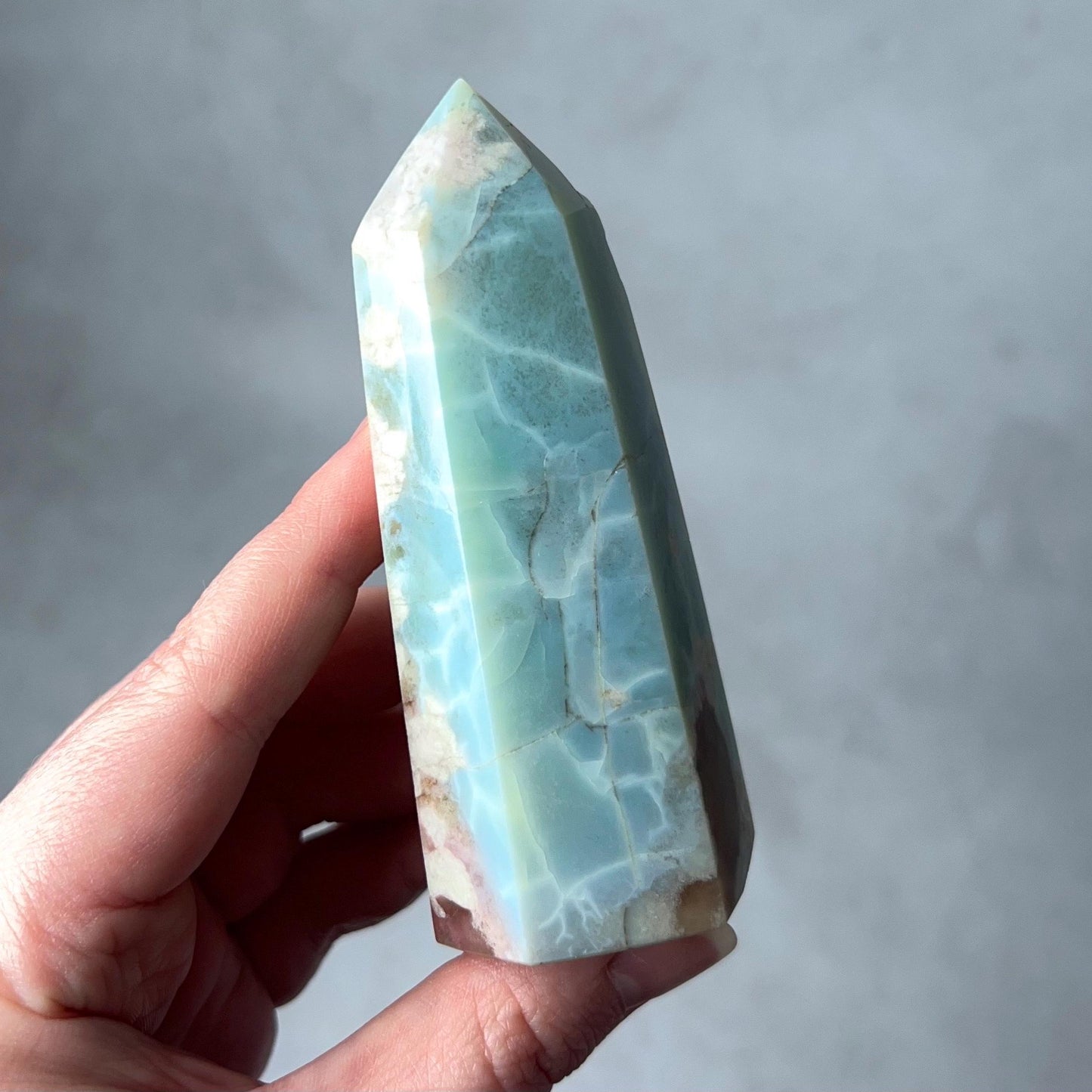 Rare Blue Flower Agate Tower | Green Flower Agate Crystal Point