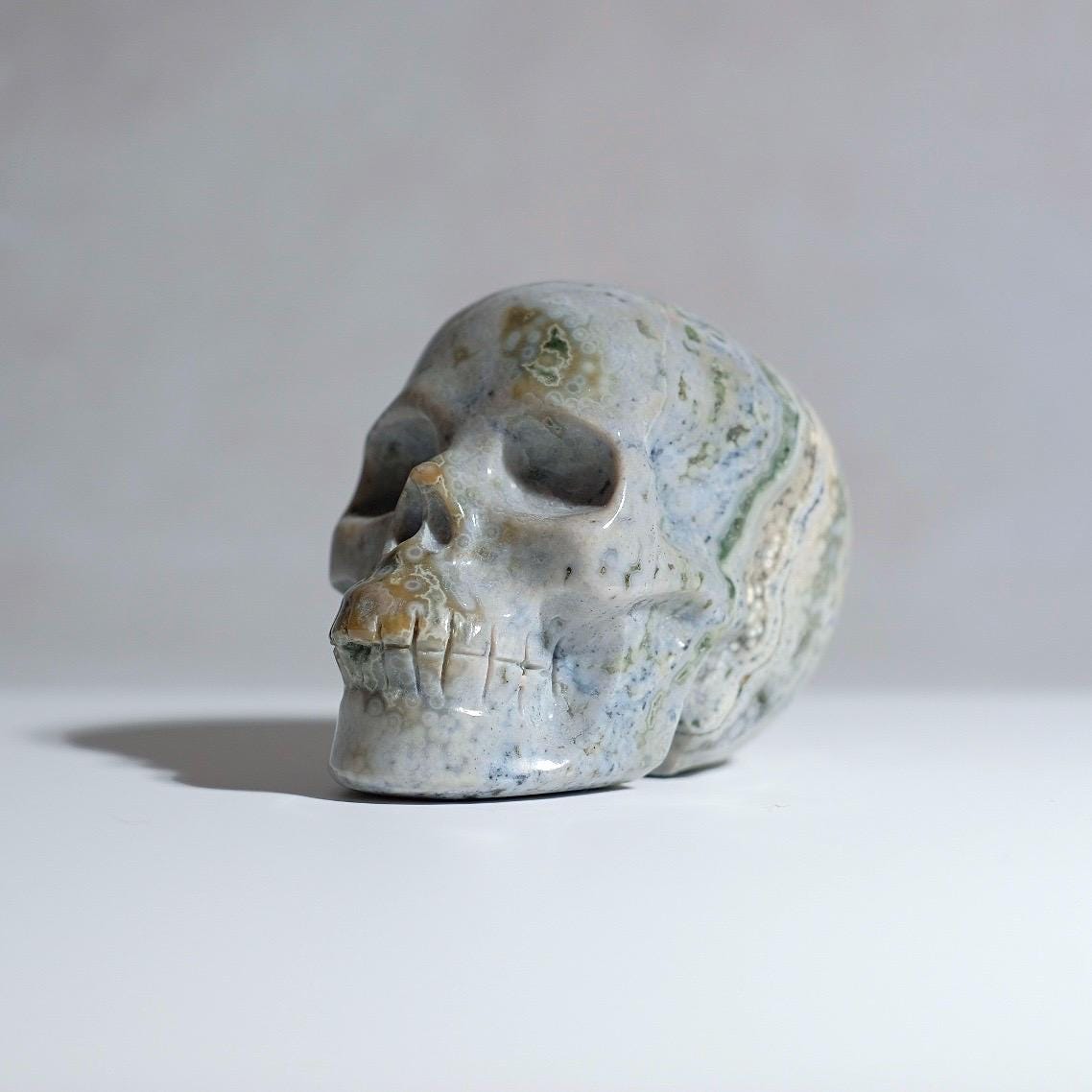 Ocean Jasper Crystal Skull | Orbicular Jasper Stone Skull