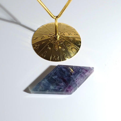 Fluorite Diamond + Stand | Fluorite Crystal Rhombus Carving