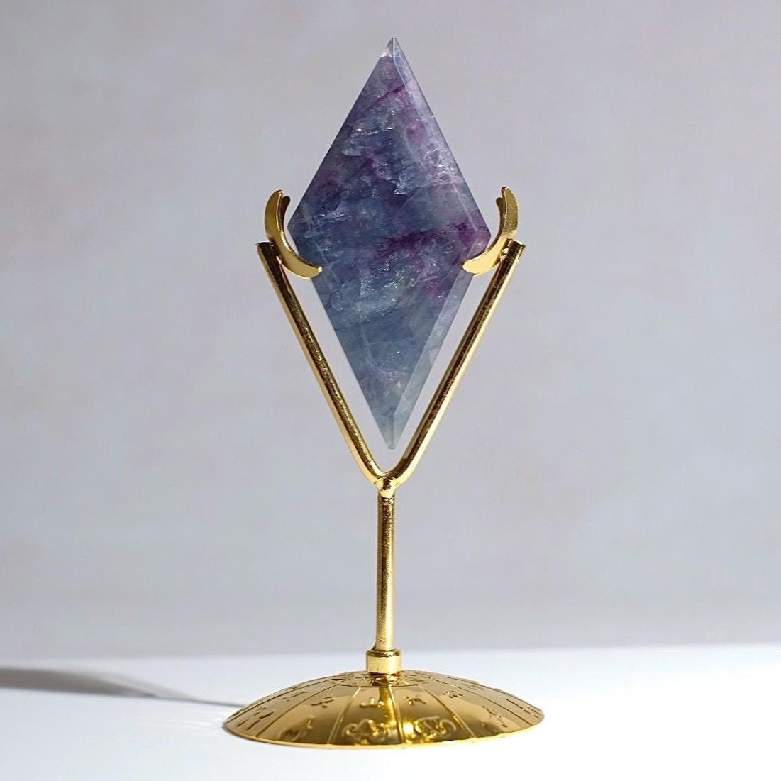 Fluorite Diamond + Stand | Fluorite Crystal Rhombus Carving