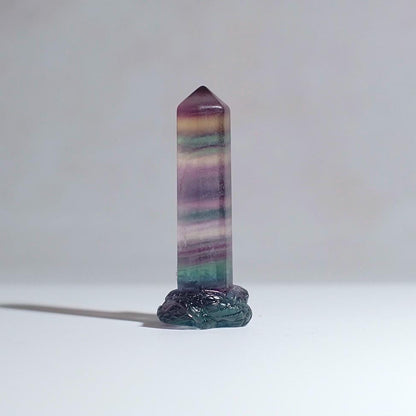 Snake Carved Rainbow Fluorite Point | Fluorite Crystal Tower