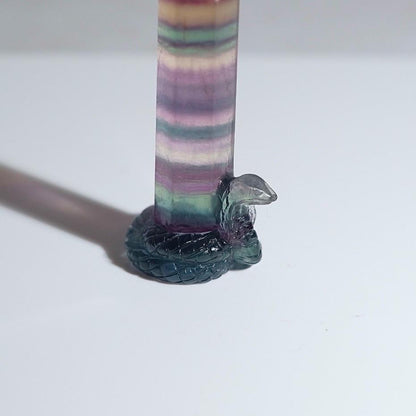 Snake Carved Rainbow Fluorite Point | Fluorite Crystal Tower