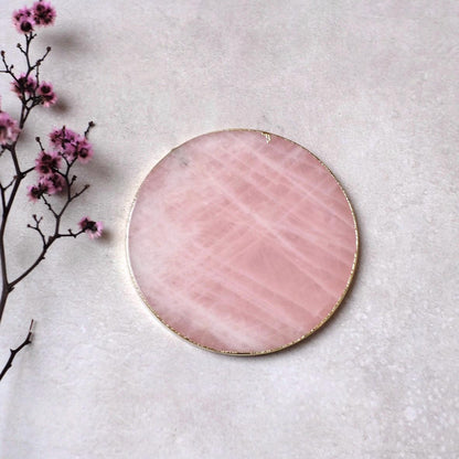 Gilded Rose Quartz Coaster | Crystal Coaster