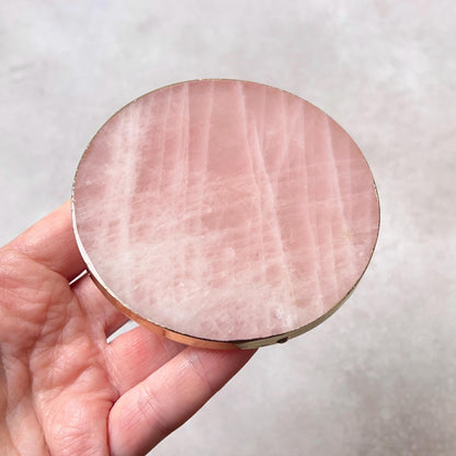 Gilded Rose Quartz Coaster | Crystal Coaster