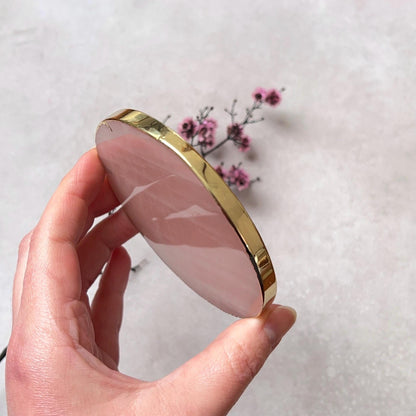 Gilded Rose Quartz Coaster | Crystal Coaster