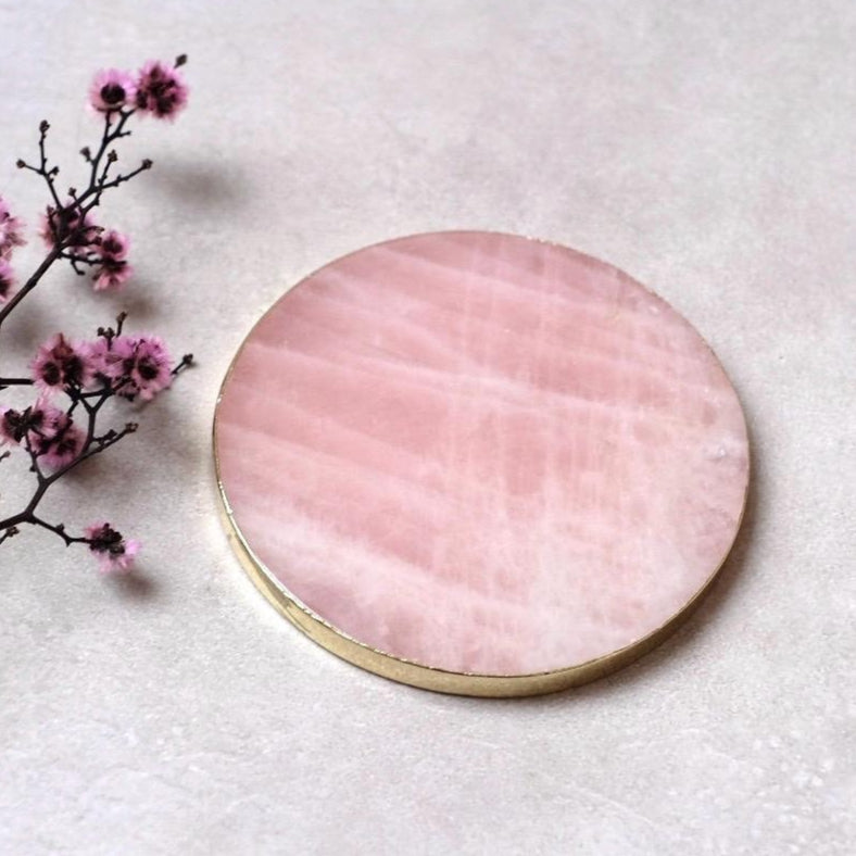 Gilded Rose Quartz Coaster | Crystal Coaster