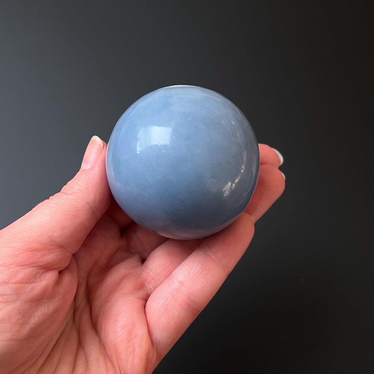 Angelite Sphere | Blue Anhydrite Crystal Sphere