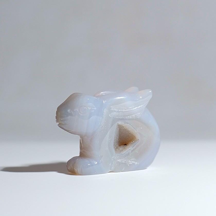 Druzy Agate Rabbit Carving | Crystal Rabbit Carving