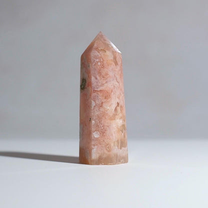 Pink Flower Agate Point | Cherry Blossom Agate Crystal Tower