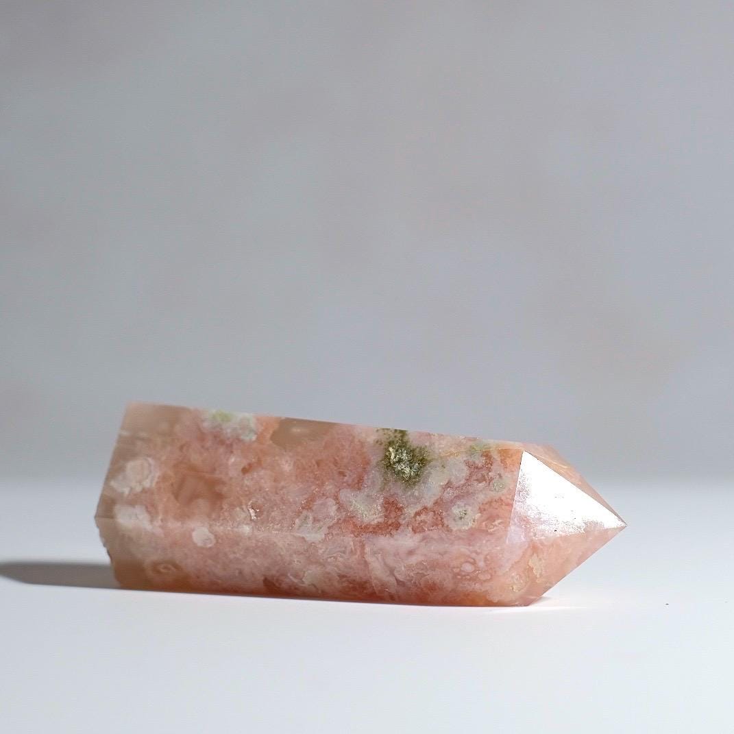 Pink Flower Agate Point | Cherry Blossom Agate Crystal Tower