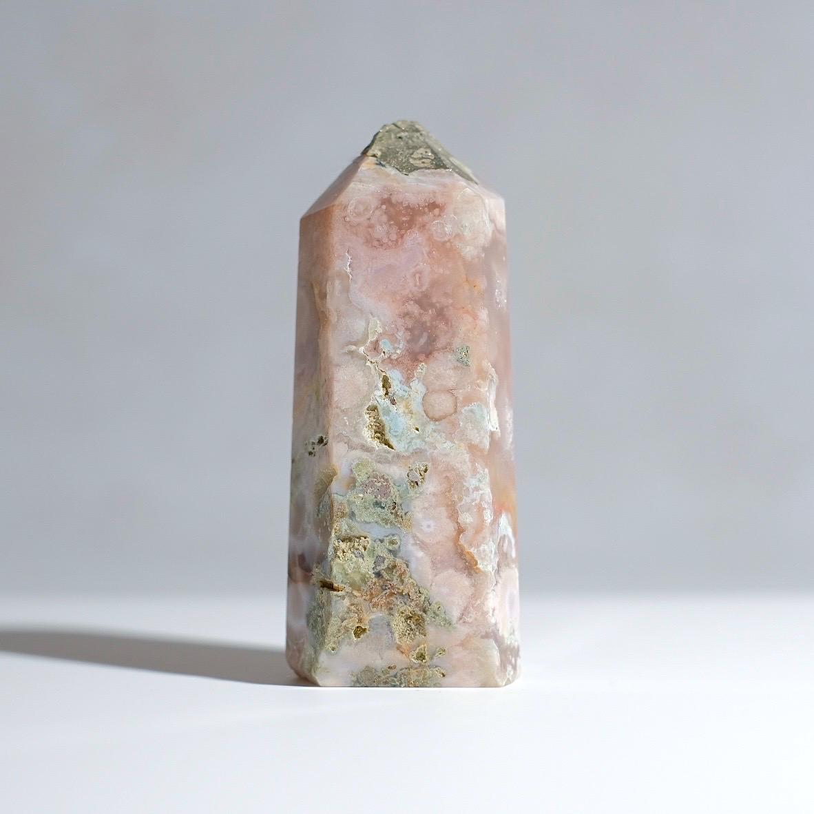 Flower Agate w. Pyrite Tower | Crystal Point