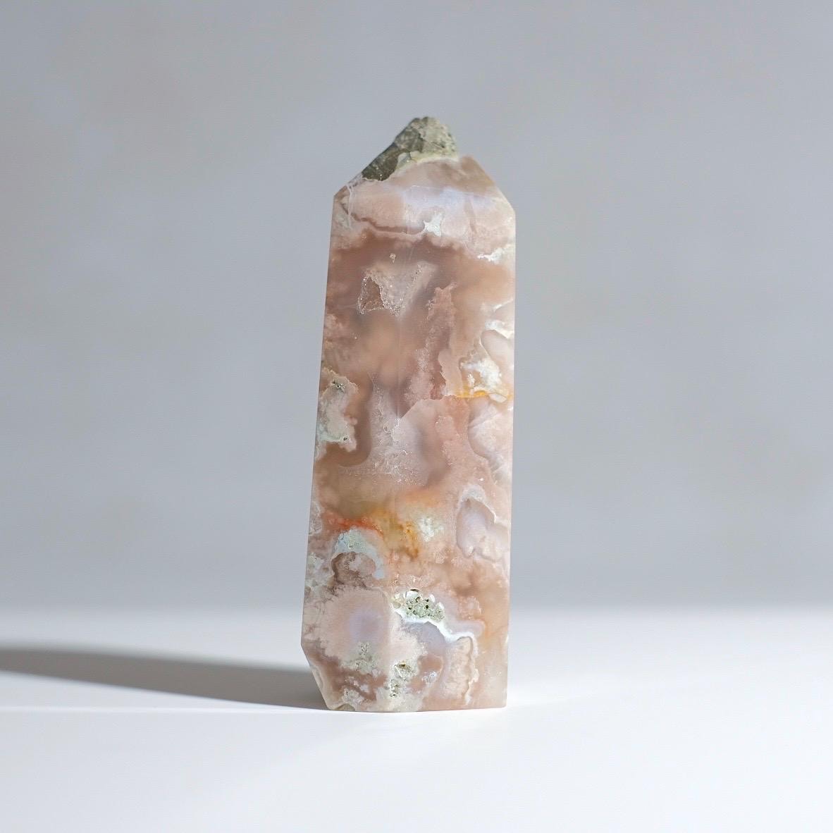 Flower Agate w. Pyrite Tower | Crystal Point