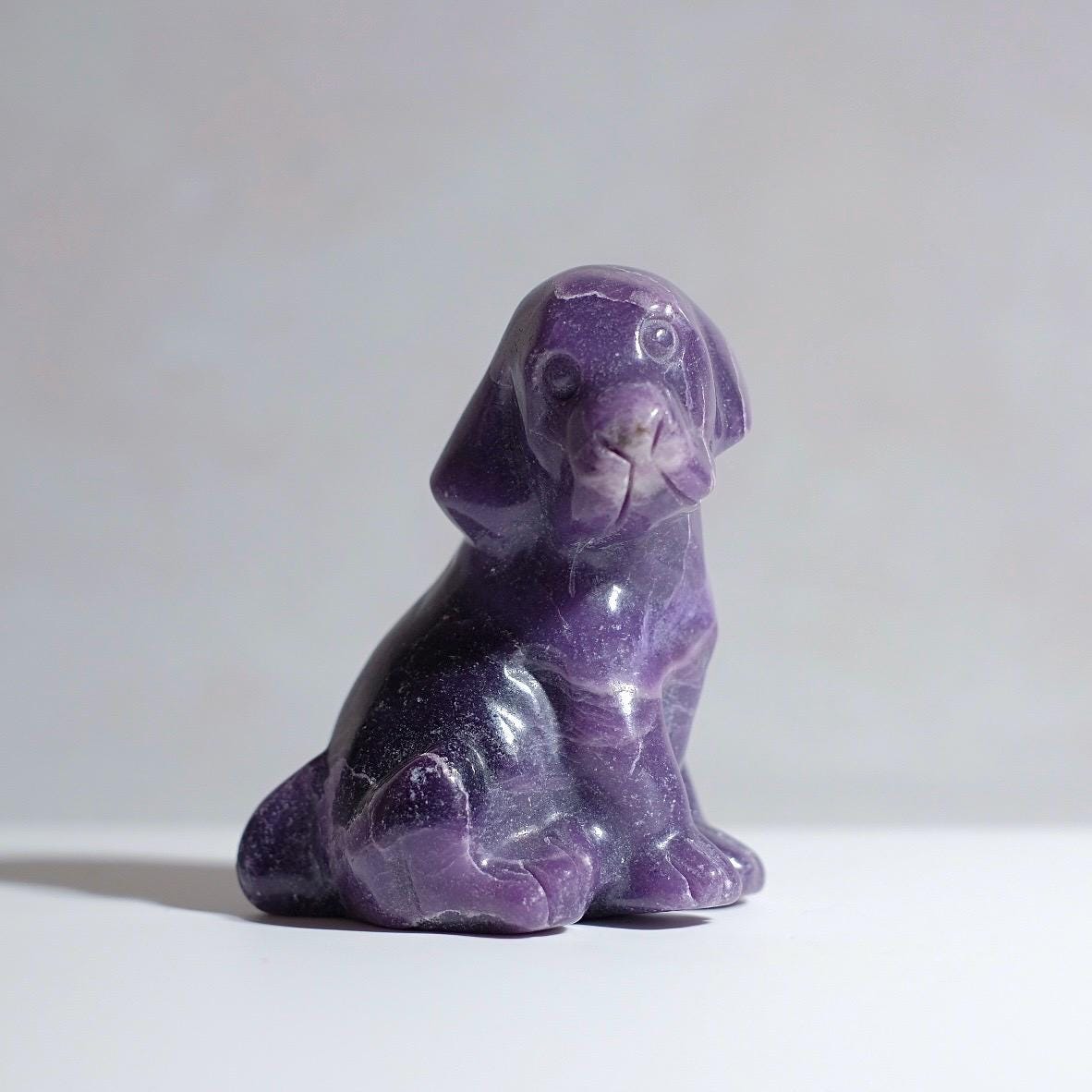 Lepidolite Dog Carving | Crystal Dog Figurine