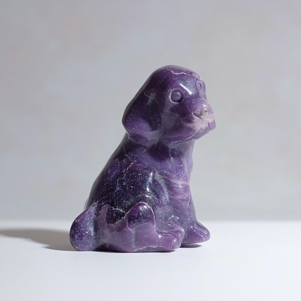 Lepidolite Dog Carving | Crystal Dog Figurine