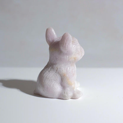 Pink Amethyst Dog Carving | French Bulldog