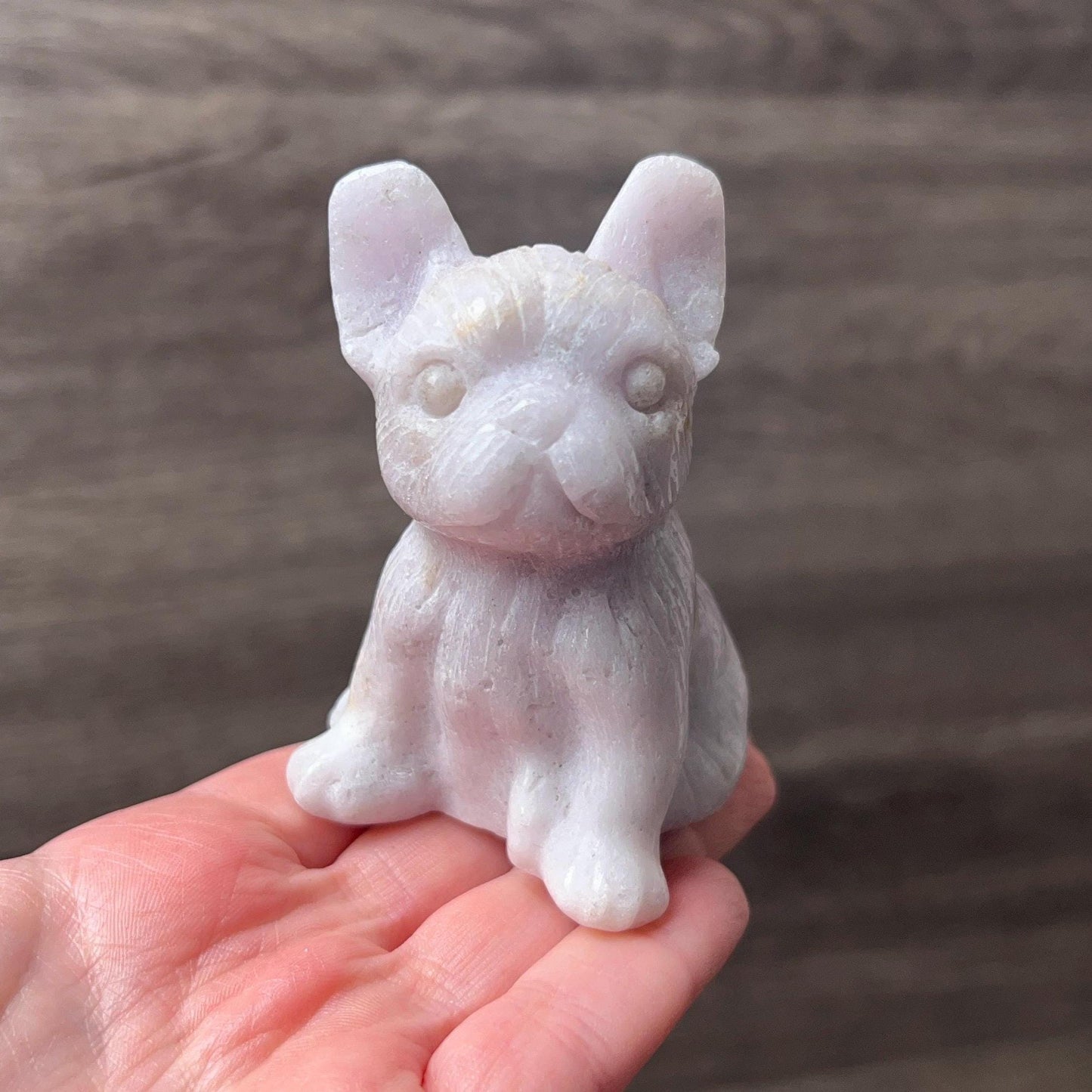 Pink Amethyst Dog Carving | French Bulldog