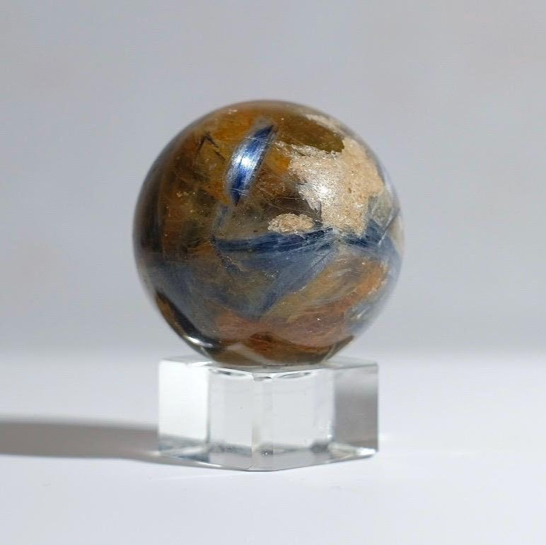 Rare Kyanite Sphere | Blue Kyanite & Golden Healer Crystal Sphere