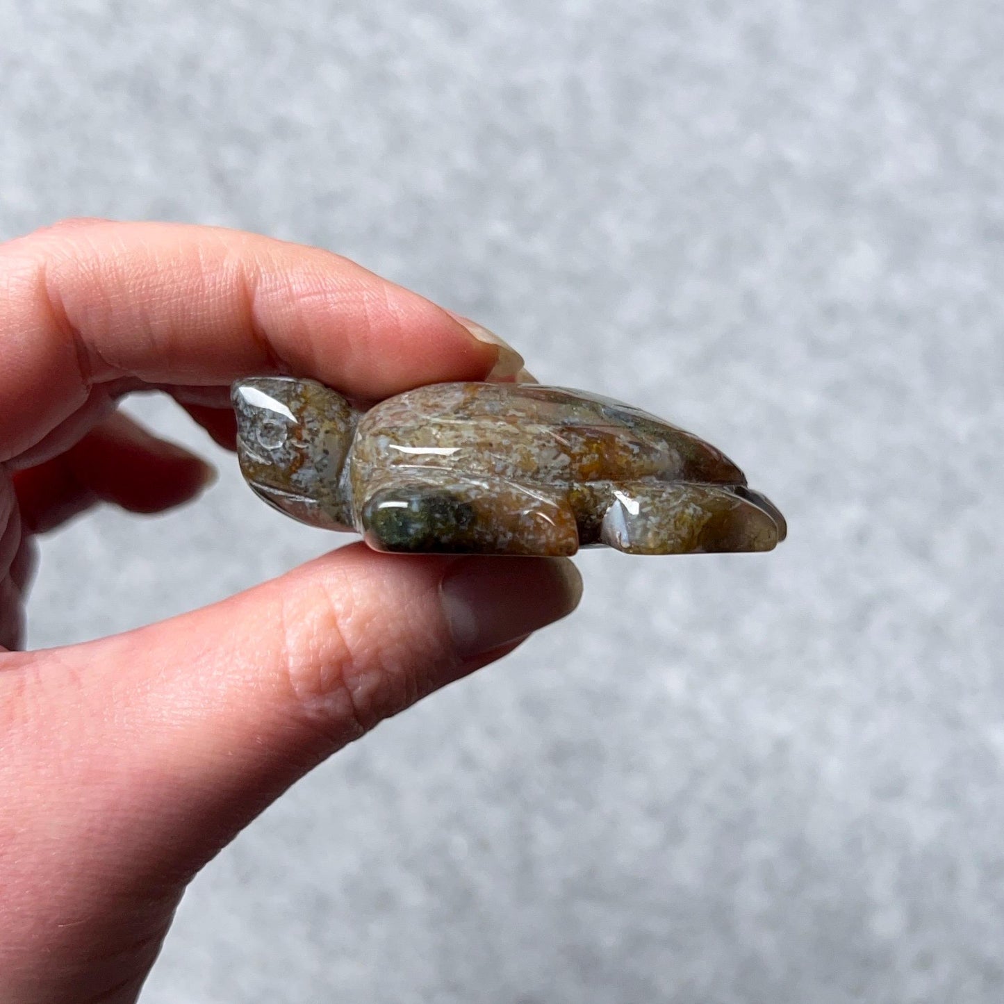 Moss Agate Turtle Carving | Crystal Animal | Crystal Turtle