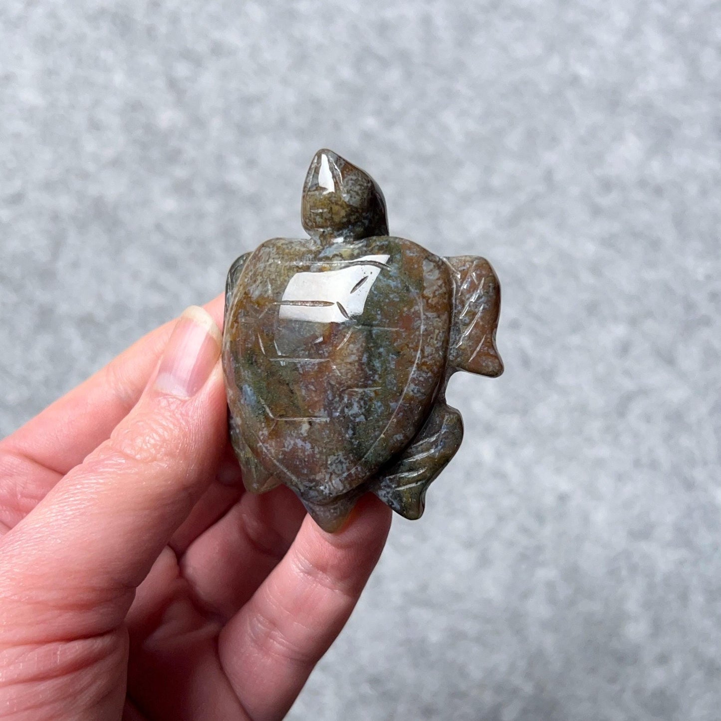 Moss Agate Turtle Carving | Crystal Animal | Crystal Turtle