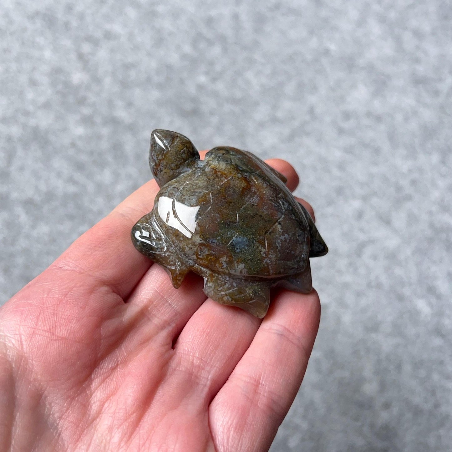 Moss Agate Turtle Carving | Crystal Animal | Crystal Turtle